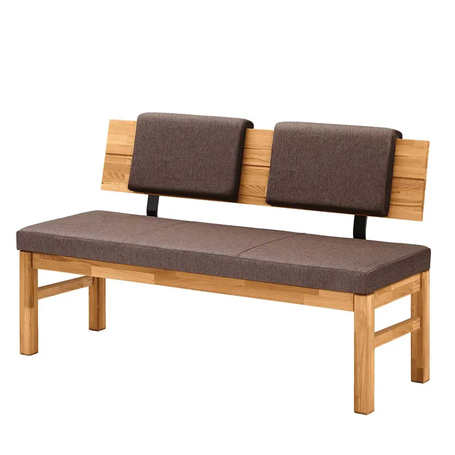 Best Esszimmerbank mit Rückenlehne in Braun Stoff - Virds Sitzbank