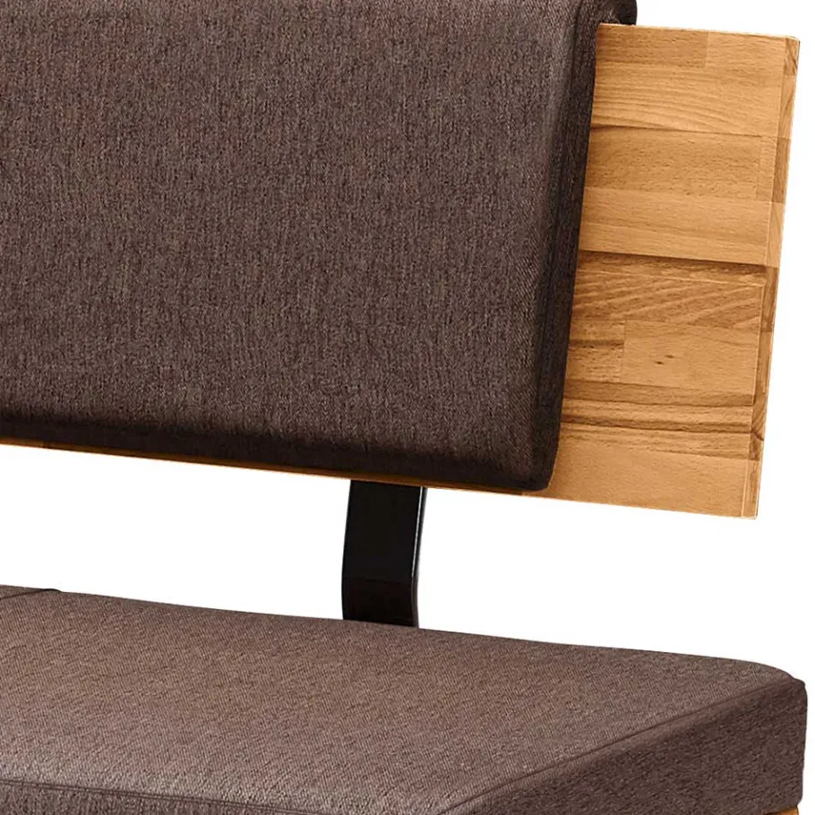 Best Esszimmerbank mit Rückenlehne in Braun Stoff - Virds Sitzbank