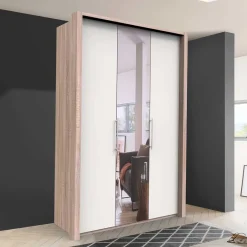 Online Falttüren Schlafzimmerschrank in Weiß mit Spiegel - Vaclyn Kleiderschränke