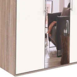 Online Falttüren Schlafzimmerschrank in Weiß mit Spiegel - Vaclyn Kleiderschränke