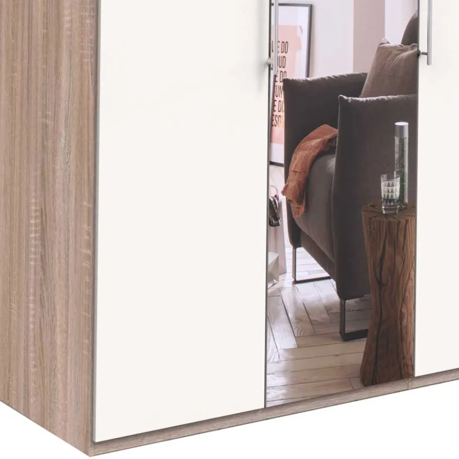 Online Falttüren Schlafzimmerschrank in Weiß mit Spiegel - Vaclyn Kleiderschränke