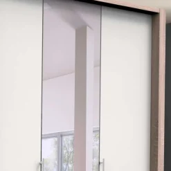 Online Falttüren Schlafzimmerschrank in Weiß mit Spiegel - Vaclyn Kleiderschränke