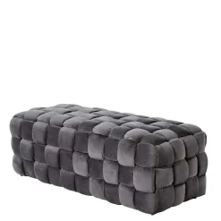 Outlet Flechtdesign Samtbank in Platingrau - Lessia Sitzbank