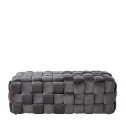 Outlet Flechtdesign Samtbank in Platingrau - Lessia Sitzbank
