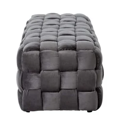 Outlet Flechtdesign Samtbank in Platingrau - Lessia Sitzbank