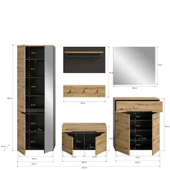 Discount Flur Kompletteinrichtung Möbelset - Norja (sechsteilig) Garderoben