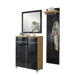 Online Flurmöbel Set Lalaika in Anthrazit Glas beschichtet (dreiteilig) Garderoben