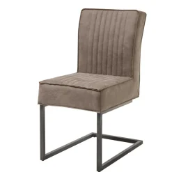 Clearance Freischwinger in Taupe & Schwarz - Levino (2er Set) Sessel