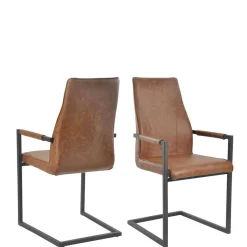 Best Freischwinger mit Armlehnen in Hellbraun - Dania (2er Set) Sessel