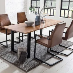 Best Freischwinger mit Armlehnen in Hellbraun - Dania (2er Set) Sessel