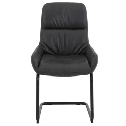 Discount Freischwingerstuhl in Anthrazit Microfaser - Settas (Set) Sessel|Stühle