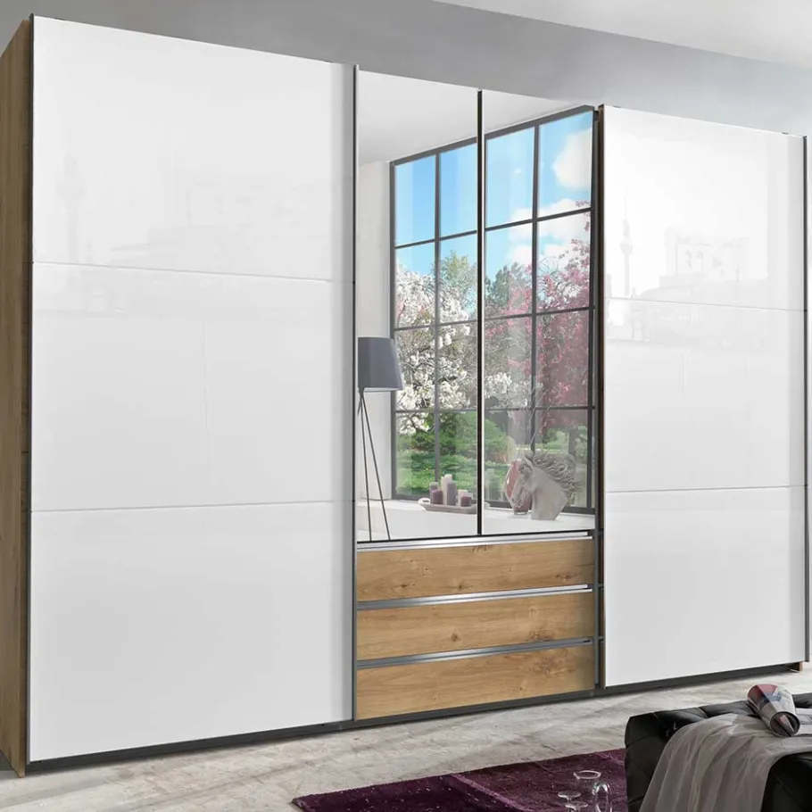 Funktioneller Kleiderschrank mit Dreh- & Schiebetüren - Stufania Kleiderschränke