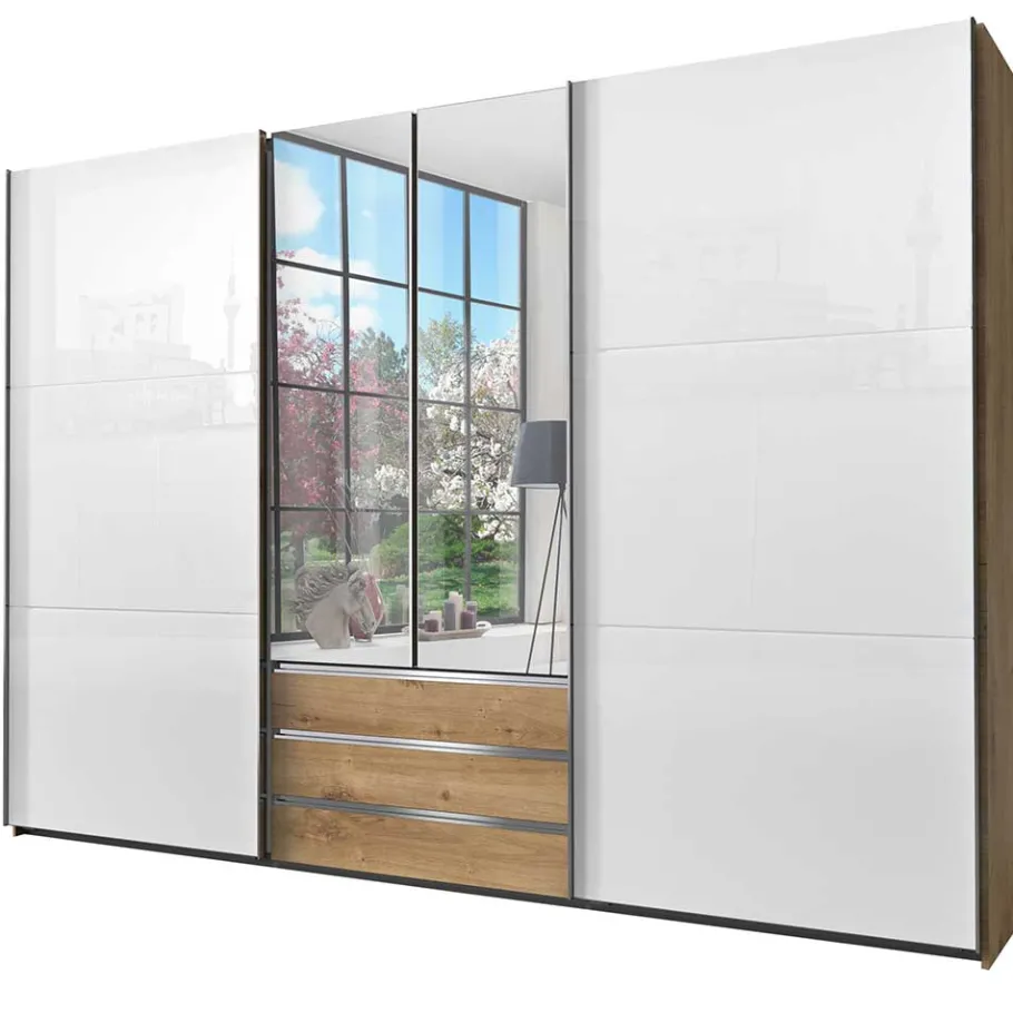 Funktioneller Kleiderschrank mit Dreh- & Schiebetüren - Stufania Kleiderschränke