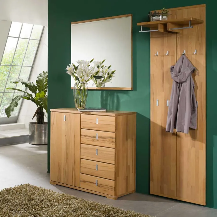 Sale Garderobenmöbel Set Wislama aus Kernbuche (dreiteilig) Garderoben