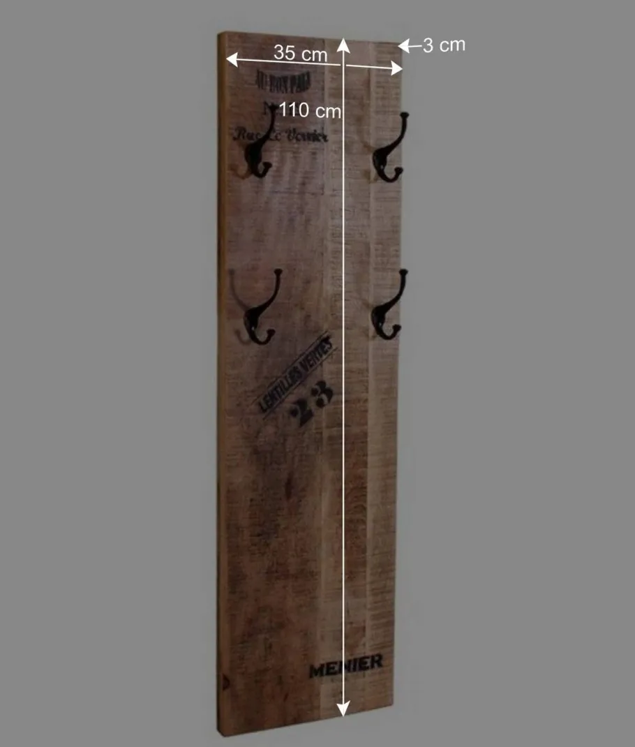 Best Garderobenpaneel im Factory Style aus Holz - Indri Garderoben