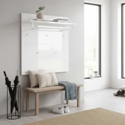 Sale Garderobenpaneel in Weiß mit Glasbeschichtung - Kofi Garderoben