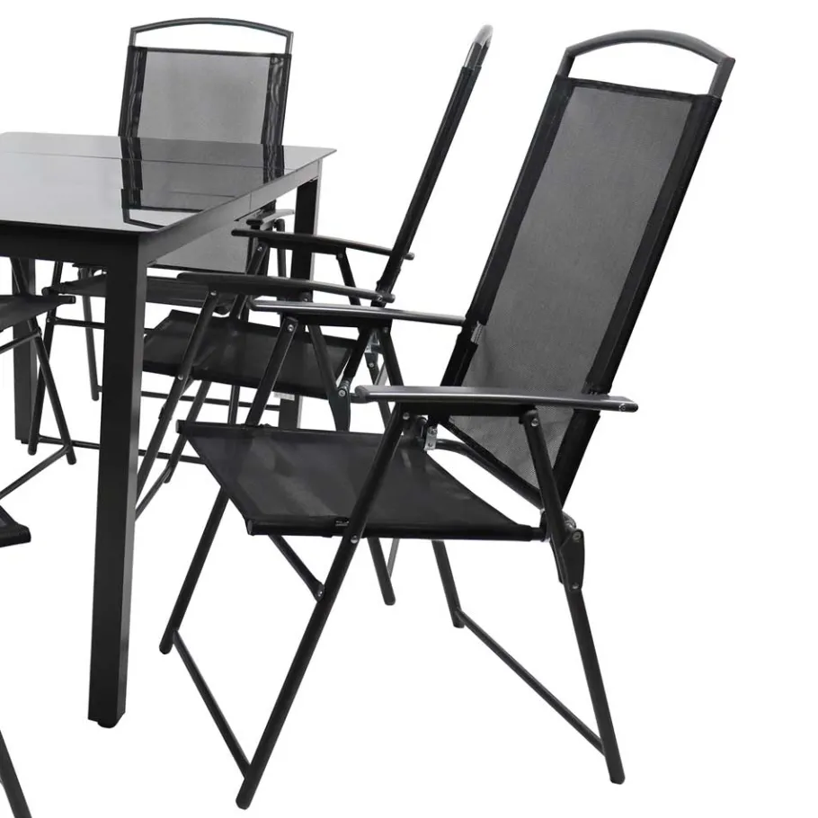 Sale Garten Essgruppe in Schwarz - Kameron (siebenteilig) Sitzgruppe