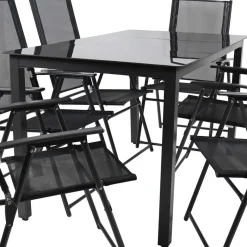 Sale Garten Essgruppe in Schwarz - Kameron (siebenteilig) Sitzgruppe