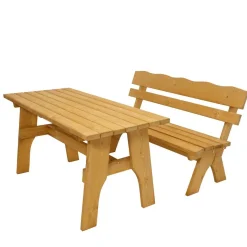 Best Garten Holzbank mit Lehne & Tisch - Luxuria (zweiteilig) Sitzgruppe