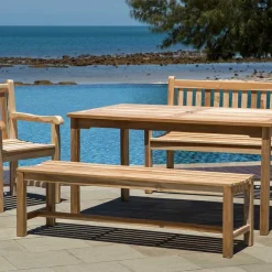 Sale Gartenbank ohne Rückenlehne aus Teak Massivholz - Klahuma Sitzbank