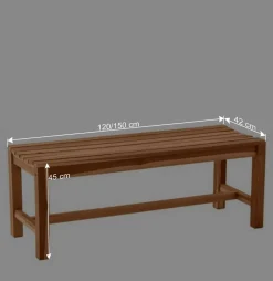 Sale Gartenbank ohne Rückenlehne aus Teak Massivholz - Klahuma Sitzbank