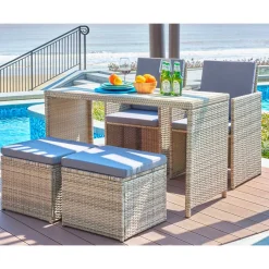Sale Gartentisch Gruppe aus Polyrattan - Hongkong (fünfteilig) Sitzgruppe