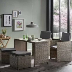 Sale Gartentisch Gruppe aus Polyrattan - Hongkong (fünfteilig) Sitzgruppe