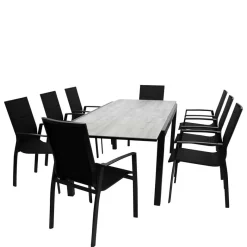 Best Gartentisch und acht Armlehnenstühle - Facheto (neunteilig) Sitzgruppe