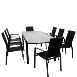 Best Gartentisch und acht Armlehnenstühle - Facheto (neunteilig) Sitzgruppe