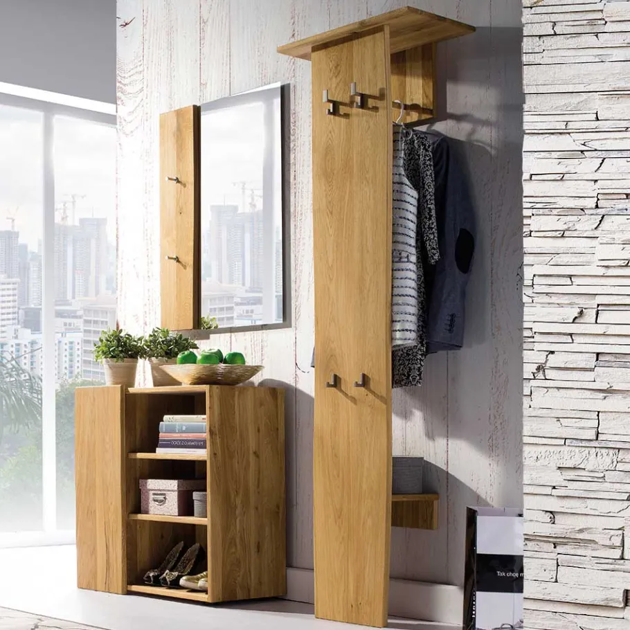 Clearance Geölte Holzgarderobe aus Eiche massiv - Avidora Garderoben