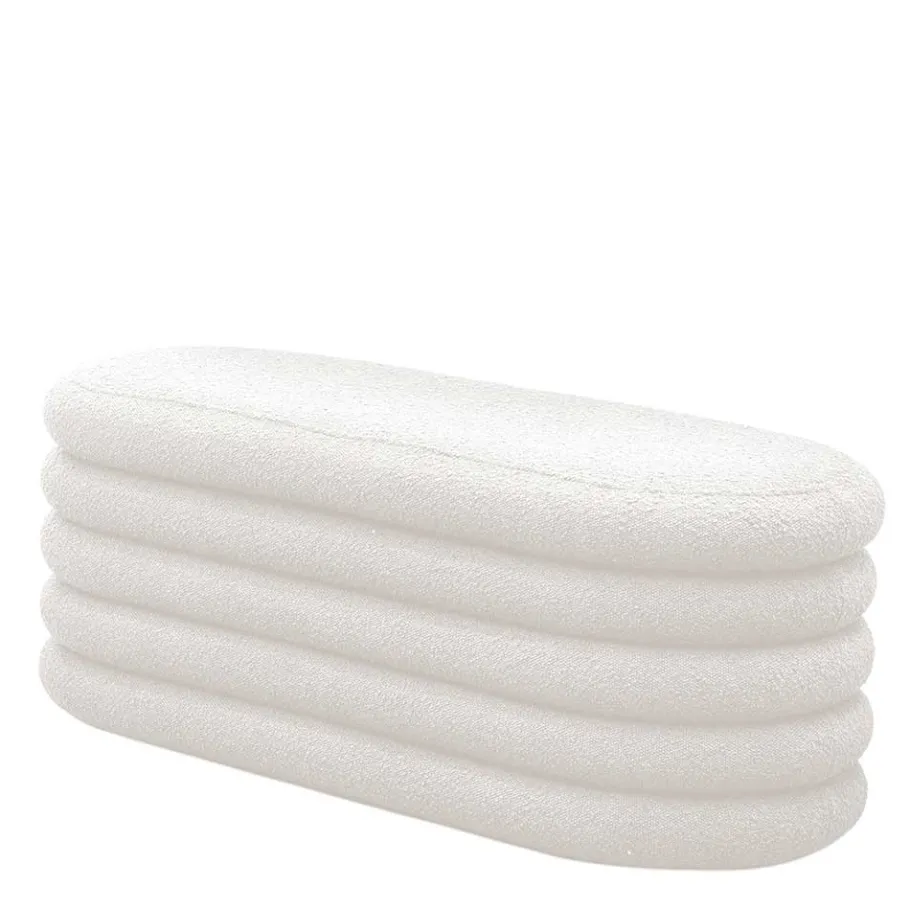 Best Gepolsterte Truhenbank aus Boucle in Weiß - Duben Sitzbank