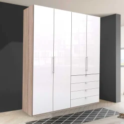 Best Glasfront Kombi-Kleiderschrank in Weiß - Bosays Kleiderschränke|Schränke
