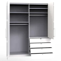 Best Glasfront Kombi-Kleiderschrank in Weiß - Bosays Kleiderschränke|Schränke