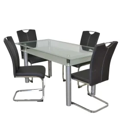 Best Glastisch & Freischwinger Stühle - Zaparony (fünfteilig) Sitzgruppe