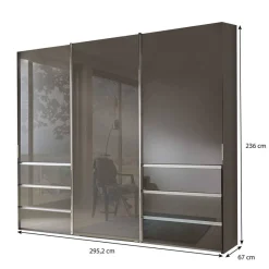 Hot Gleittürenschrank in Braun Glasfront - Padrig Kleiderschränke|Schränke