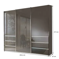 Hot Gleittürenschrank in Braun Glasfront - Padrig Kleiderschränke|Schränke