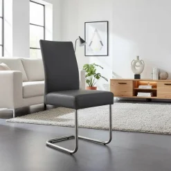 Clearance Grauer Polsterstuhl mit Swing-FuĂ - Motrilo (2er Set) Sessel|StĂŒhle