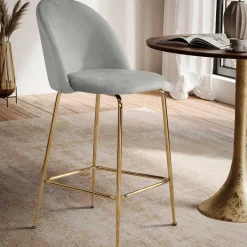 Sale Grauer Samt-Barstuhl im Retro Look - Hovalta (2er Set) Hocker|Stühle