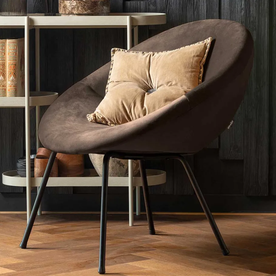 Best Halbrunder Cocktailsessel in Anthrazit Samt - Savuta Sessel