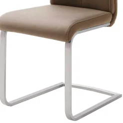 Sale Hellbrauner Freischwinger Stuhl Carihm mit Kunstleder (4er Set) Sessel|Stühle