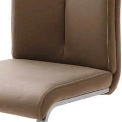 Sale Hellbrauner Freischwinger Stuhl Carihm mit Kunstleder (4er Set) Sessel|Stühle