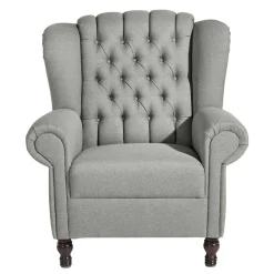 Best Hellgrauer Chesterfield-Sessel mit Ohren - Barreff Sessel