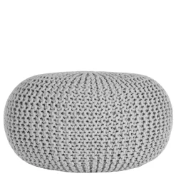 Best Hellgrauer Hocker mit Strickstoff Bezug - Udjaca Hocker