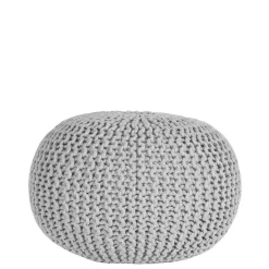 Best Hellgrauer Hocker mit Strickstoff Bezug - Udjaca Hocker