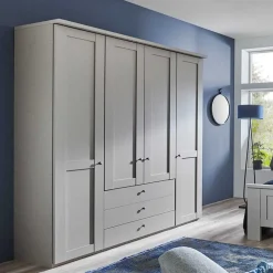 Online Hellgrauer Kleiderschrank mit Metallgriffen - Ridonna Kleiderschränke