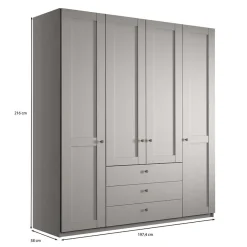 Online Hellgrauer Kleiderschrank mit Metallgriffen - Ridonna Kleiderschränke