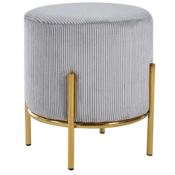 Sale Hellgrauer Polsterhocker mit Cord Bezug - Promo Hocker