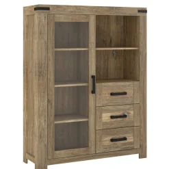 Best Highboard in Eiche Dunkel mit Glaseinsatz - Hilary Highboards