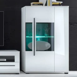 Best Hochglanz Highboard Jetongos in Weiß Glas Highboards|Vitrinen