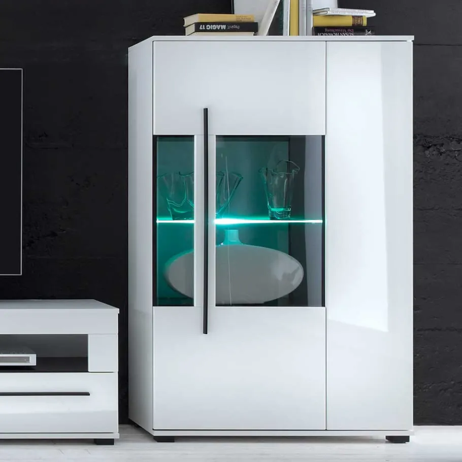 Best Hochglanz Highboard Jetongos in Weiß Glas Highboards|Vitrinen